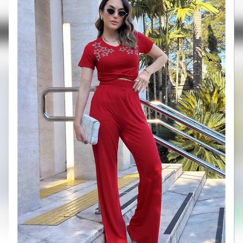 Elegant Red Star Jumpsuit